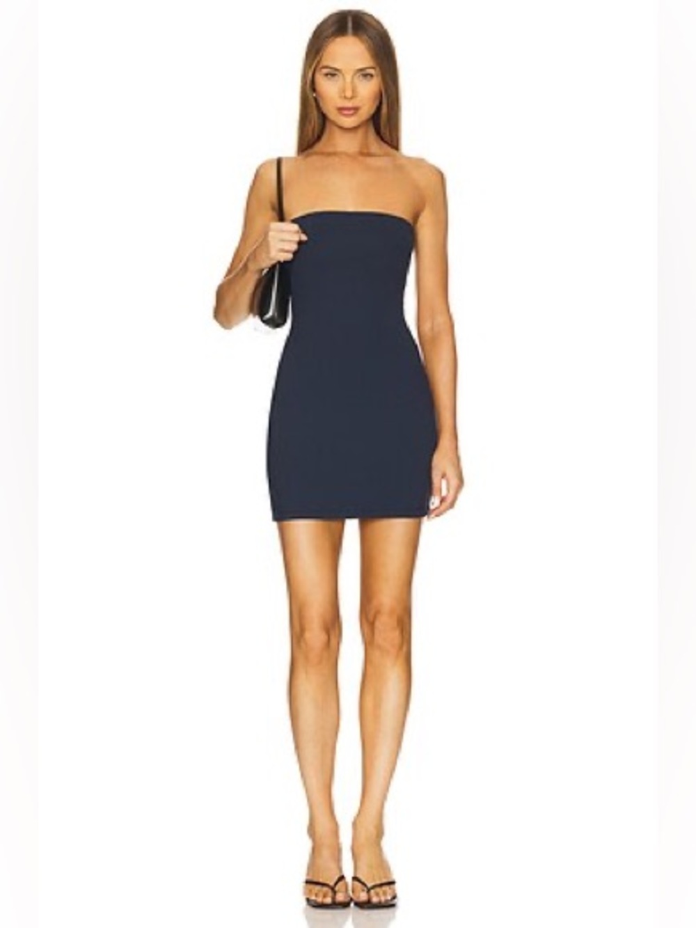 Susana Monaco Navy Blue Strapless Tube Bodycon Y2K Mini Dress Large L